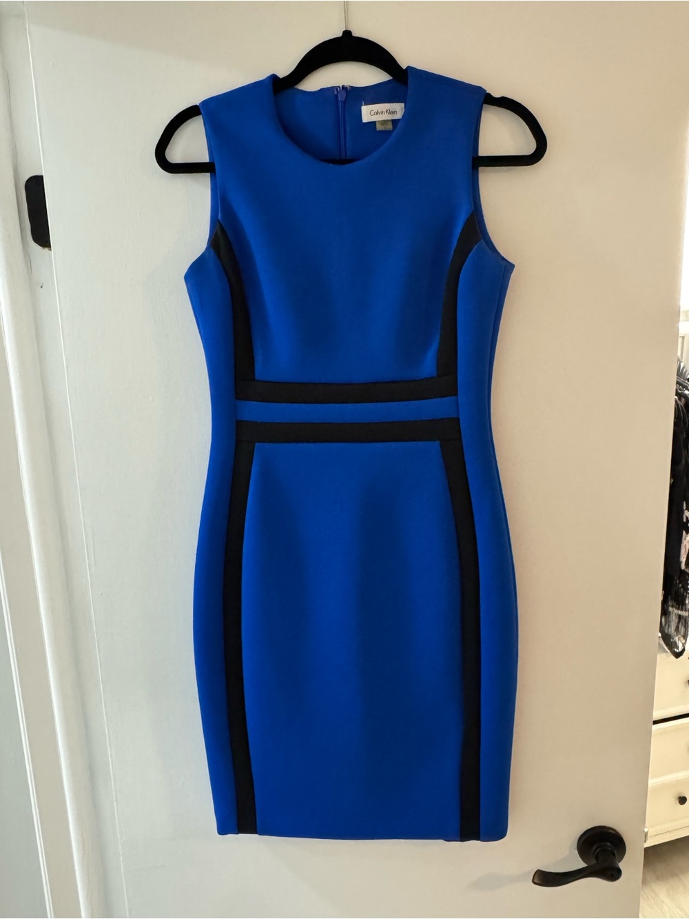 Calvin Klein Cobalt Blue Sleeveless Sheath with Black Accents